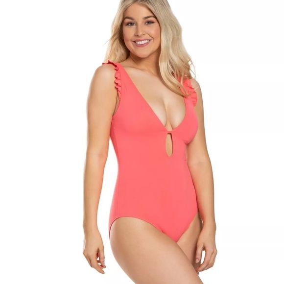 Kate Spade pink Ruffle Swimwear Bathing Suit Swimming One Piece medium - Picture 1 of 7